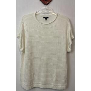 Chaps Womens 2x Off-White Striped Tunic Knit Pullover Sweater Blouse! A6762